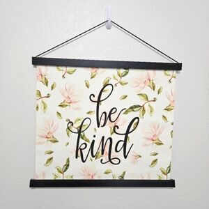 New Be Kind Canvas Hanging Decorative Floral Wood Frame Wall Decor